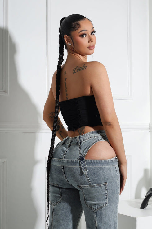 Trina Tube Crochet Lace Crop Top
